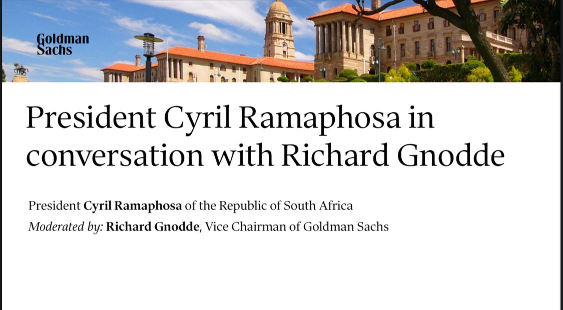 President Cyril Ramaphosa in conversation with Vice Chairman of Goldman Sachs, Richard Gnodde